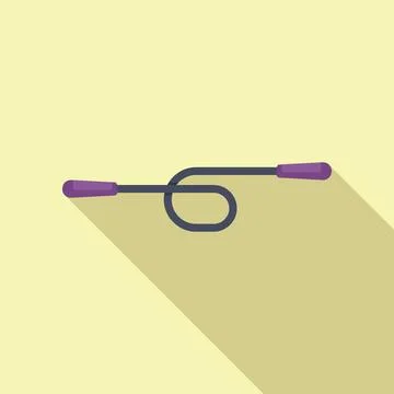 Jump rope lying on the ground with long shadow 库存插图