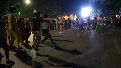 Jump rope on the street Stock Footage 69186378