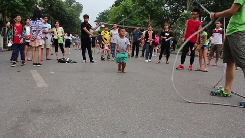 Jump rope on the street Stock Footage 78211524