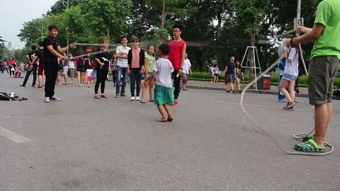 Jump rope on the street Stock Footage 78211732