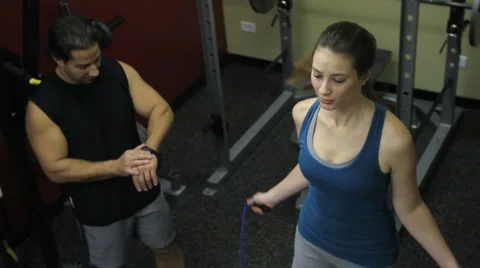 Jump Rope With Trainer Stock Footage 947071