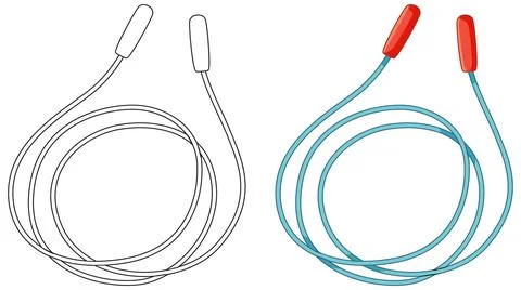 Jump Rope Vector Illustration in Color and Line Art Style Stock Illustration