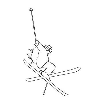 Jump ski linear drawing design vector Stock Illustration