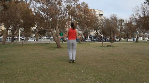 Jump with a skipping rope  1 Stock Footage 32240421