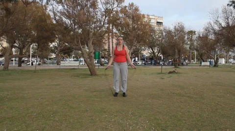 Jump with a skipping rope Stock Footage 32240494