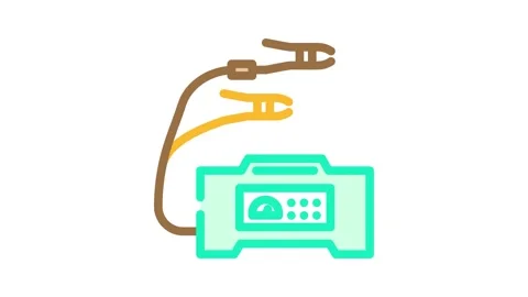 Jump starter kit accessory color icon animation Stock Footage 327259181