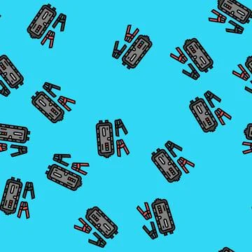 Jump starter kit accessory vector seamless pattern Illustrazione stock