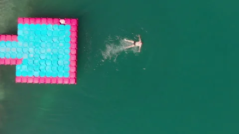 Jump into the water from the pier Stock Footage 238013003