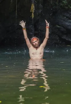 Jump in the waterfall Stock Photos