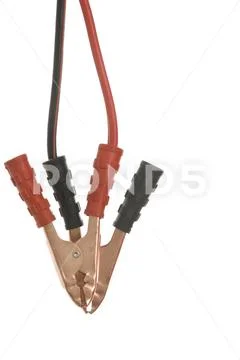 Jumper cables on white background. Stock Photos