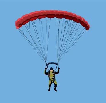 Jumper, parachutist in flight, air desant Stock Illustration