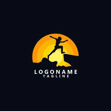 Jumping adventure  template logo design Illustrazione stock