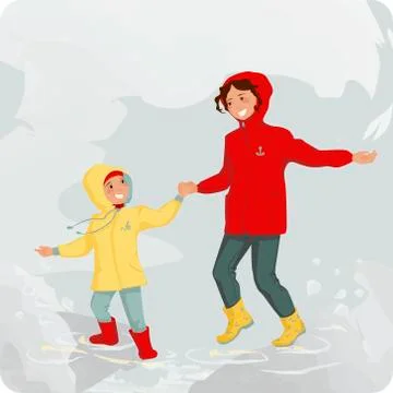 Jumping up and down Child and Mother Stock Illustration