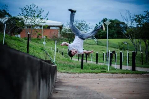 Jumping and flipping Stock Photos