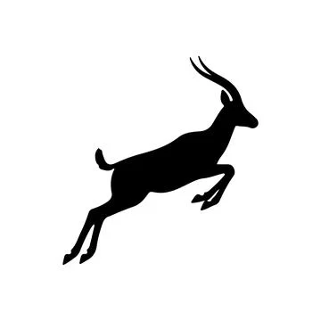 Jumping Antelope Silhouette Vector Illustration Isolated on White Background Stock-Illustration