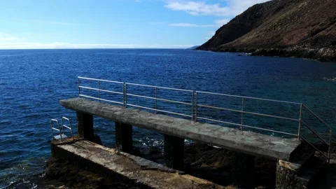 Jumping area over the Atlantic ocean, volcanic island Video stock 137268150