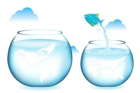 Jumping blue fish Stock Illustration