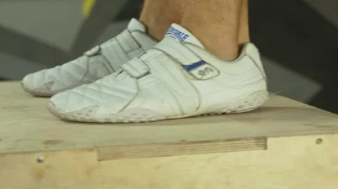 Jumping Boxes In The Crossfit Gym. Close up (BMCC 2.5K - 2400x1350) Stock Footage 47989169