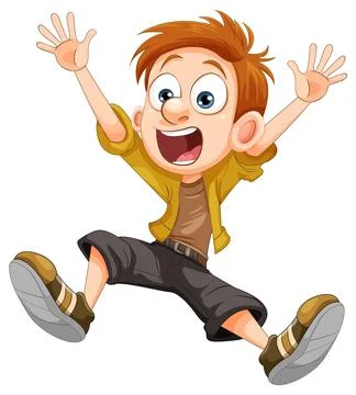 Jumping Boy Cartoon Character Stock Illustration
