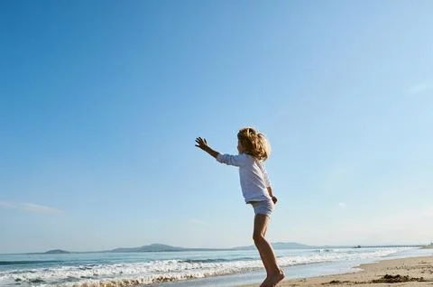 Jumping boy for joy Foto stock