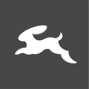 Jumping bunny rabbit, vector abstract minimalism flat illustrations Stock Illustration