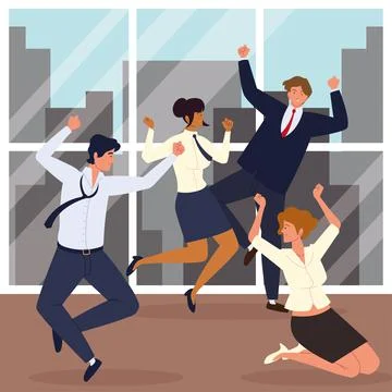 Jumping business people Stock Illustration