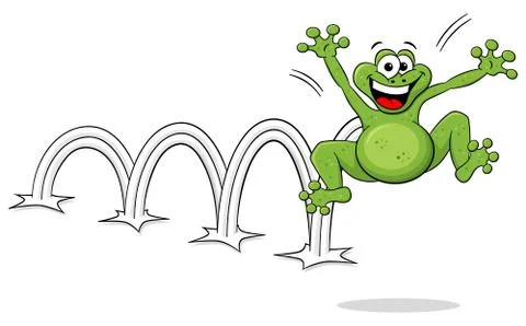 Jumping cartoon frog isolated on white Stock Illustration