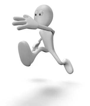 Jumping cartoon guy - 3d illustration Stock Illustration
