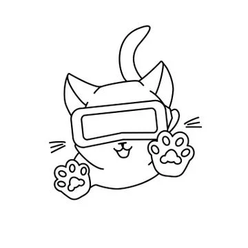 Jumping cat with vr glasses Illustrazione stock