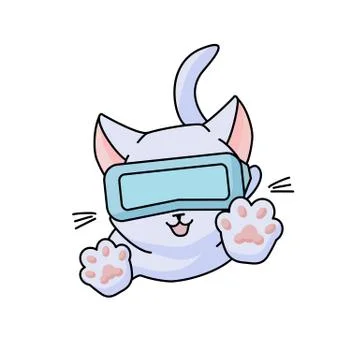 Jumping cat with vr glasses Illustrazione stock
