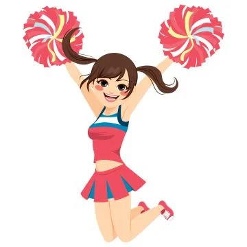 Jumping Cheerleader Girl Stock Illustration