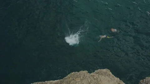 Jumping Off A Cliff Stock Footage 75270944