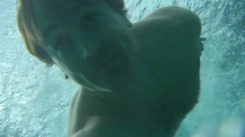 Jumping Off Cliff into Ocean Point of View Stock Footage 10827876