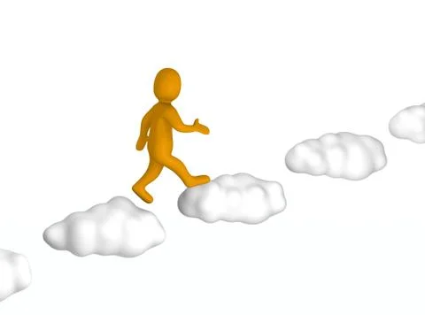 Jumping from cloud to cloud Stock Illustration