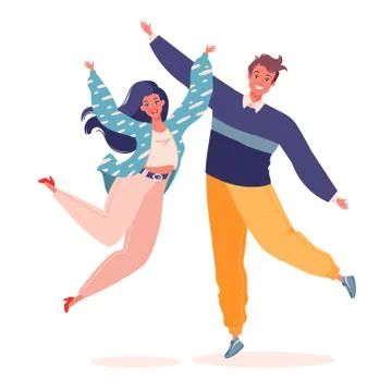 Jumping Couple Stock Illustration