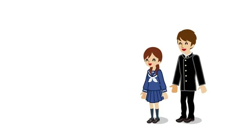 Jumping couple - Japanese Students Stock Footage 80972563