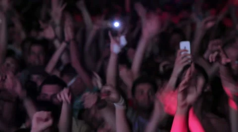 Jumping crowd putting their hands up Stock Footage 52606608