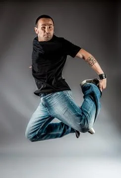 Jumping dancer Stock Photos