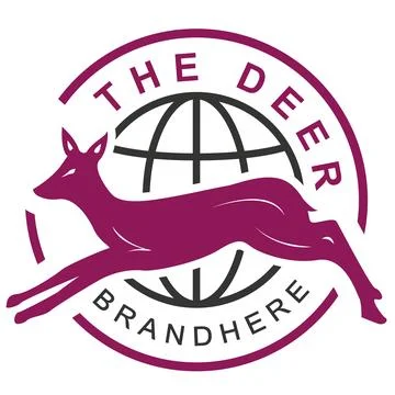 Jumping deer in front of world map Stock Illustration