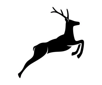 Jumping Deer - Vector silhouette Stock Illustration
