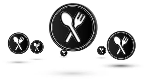 Jumping dinner icons. Looping. Video stock 63268415