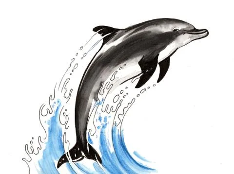 Jumping dolphin Stock Illustration