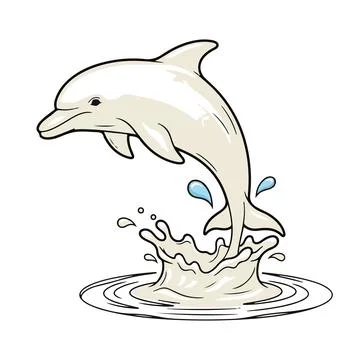 Jumping Dolphin in Water Splash Stock Illustration