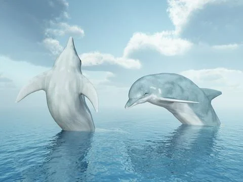 Jumping dolphins Stock Illustration