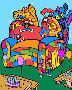 Jumping dragon castle Stock Illustration