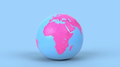 Jumping earth globe on blue background in minimal style. Leaping Earth planet Stock Footage 125745186