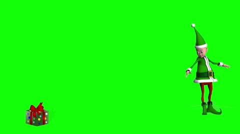 Jumping Elf_1 with Green Screen and Shadow 4K Stock Footage 42431200
