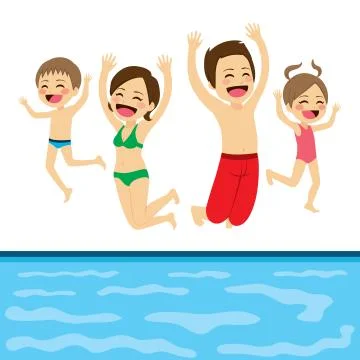 Jumping Family Pool Illustrazione stock
