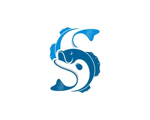 Jumping fish wit S letter initial Stock Illustration