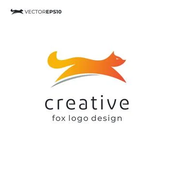 Jumping fox symbol for logo design inspiration Stock Illustration